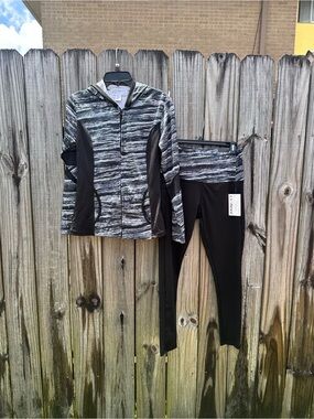 Black & Gray Active Hoodie and Leggings Set